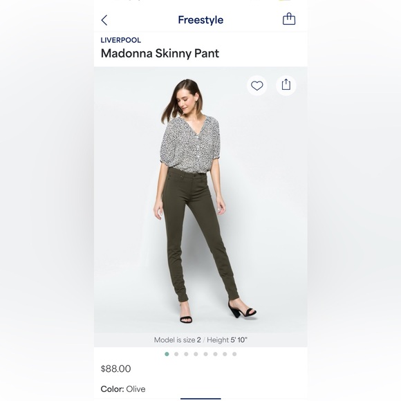 Liverpool Los Angeles, Madonna Skinny Pant (Olive Green), size 12 - Picture 5 of 6